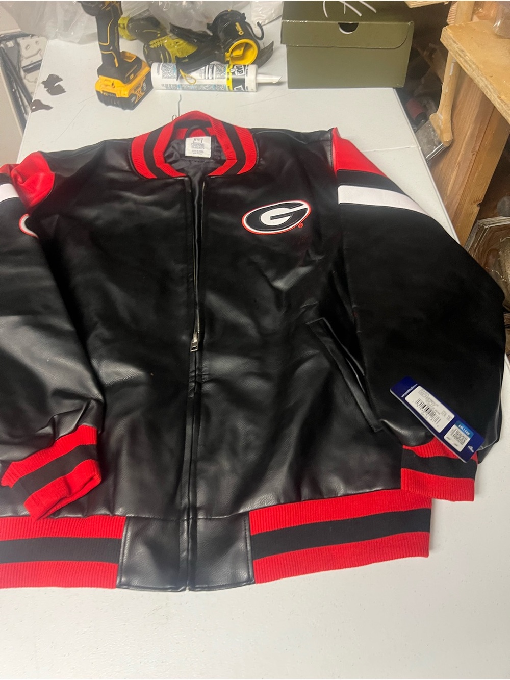 Pro Edge Black and Red Georgia Bulldogs Leather Varsity Jacket